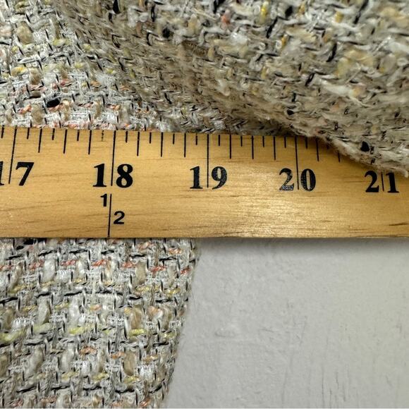 Ann Taylor Cream Tweed Fringe Blazer Jacket Womens 10 Preppy Classic Academia - Picture 6 of 10